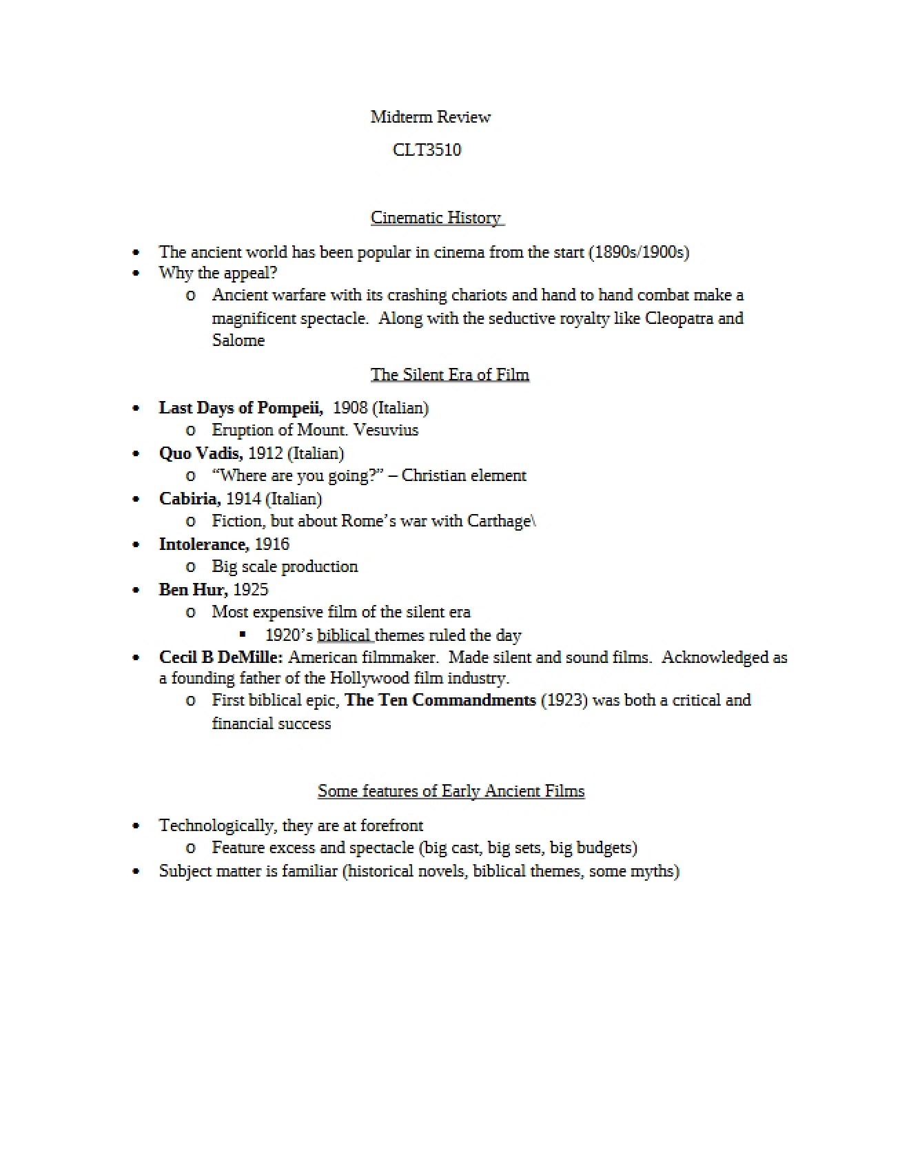Review for the Midterm Examination