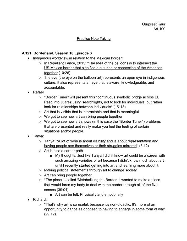 Note Taking Practice