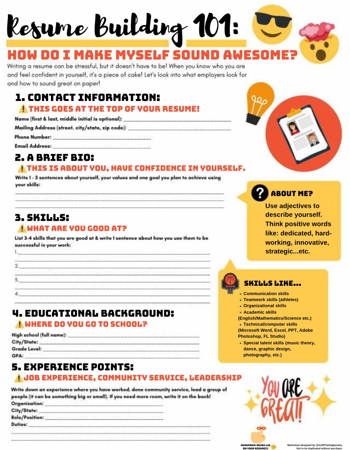 Worksheet for Resume Building 101