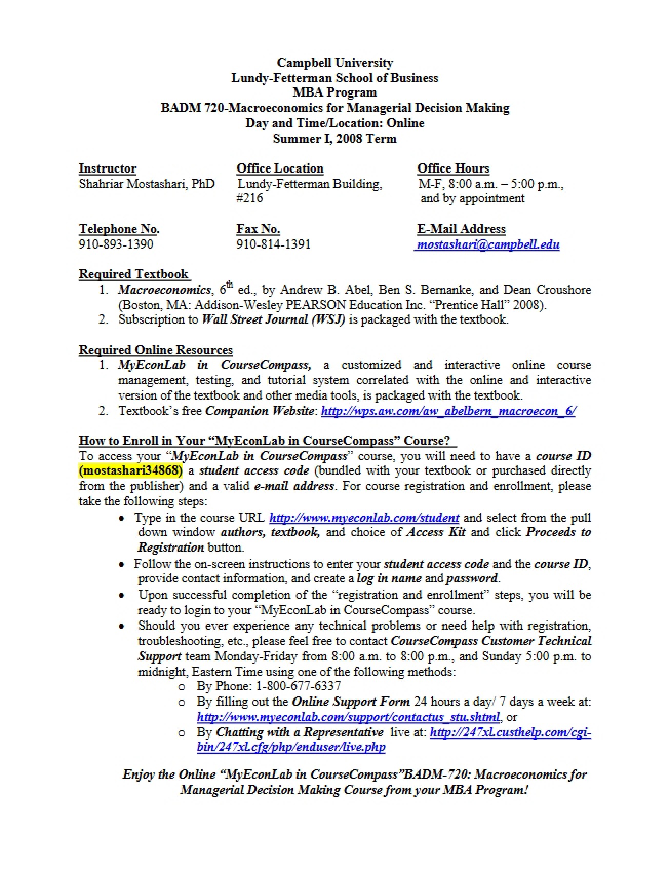 Syllabus Applied Economics for Business Leaders