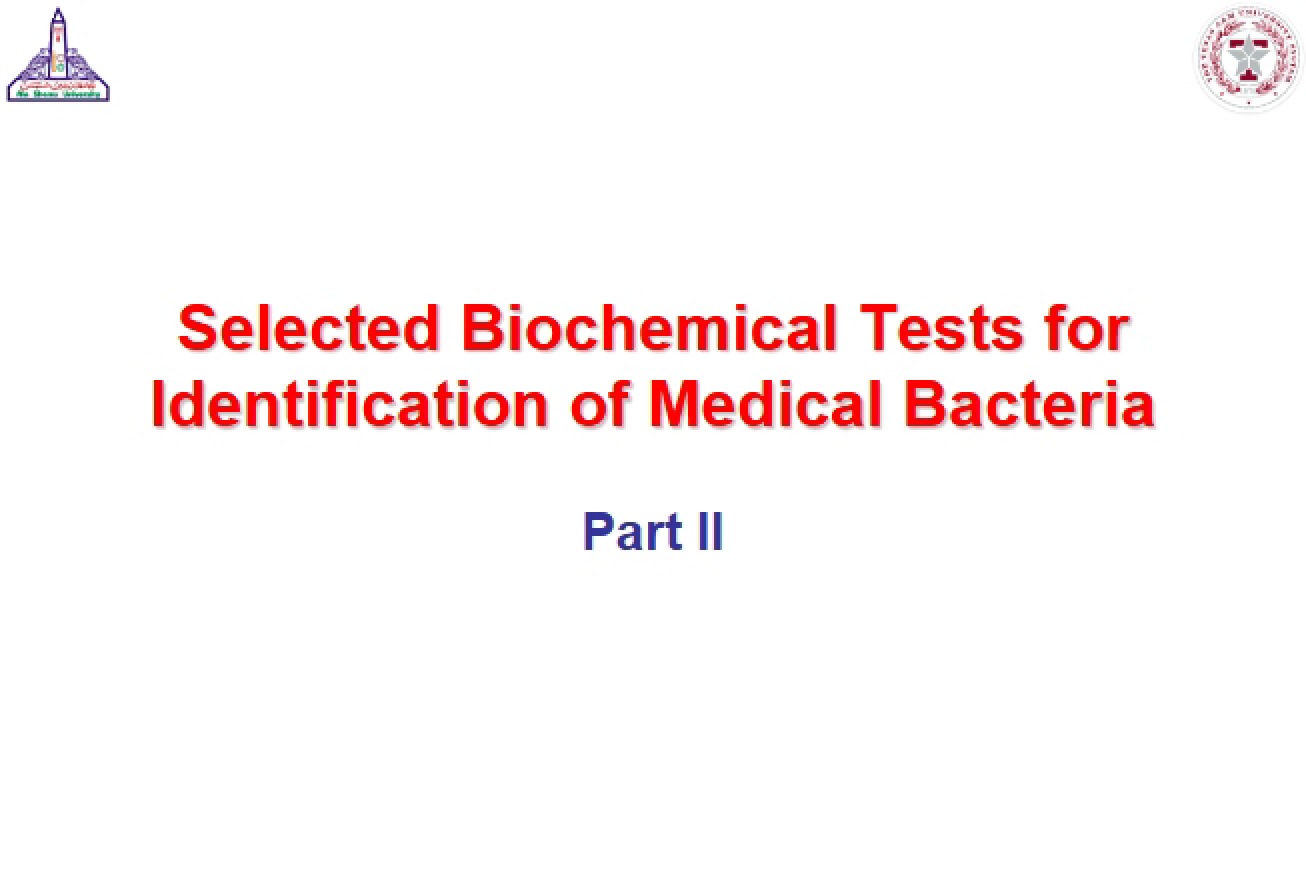 Selected Biochemical Tests for Identification of Medical Bacteria 2 (06)