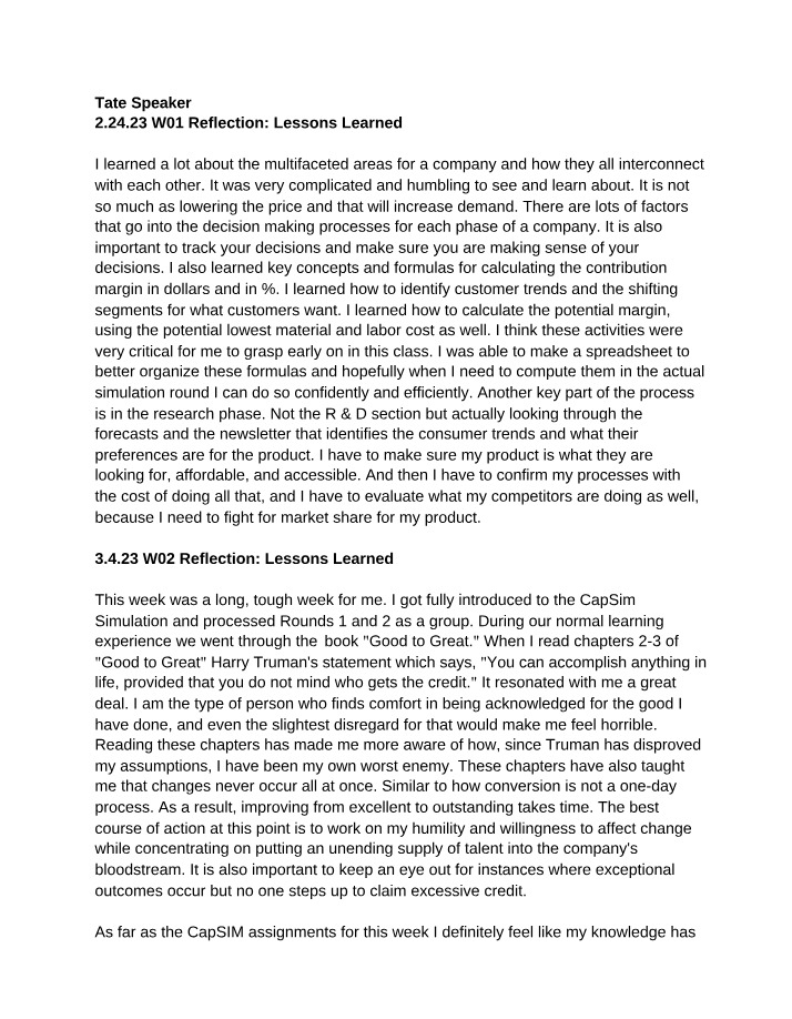 Lessons Learned in Decision Making and Company Interconnections