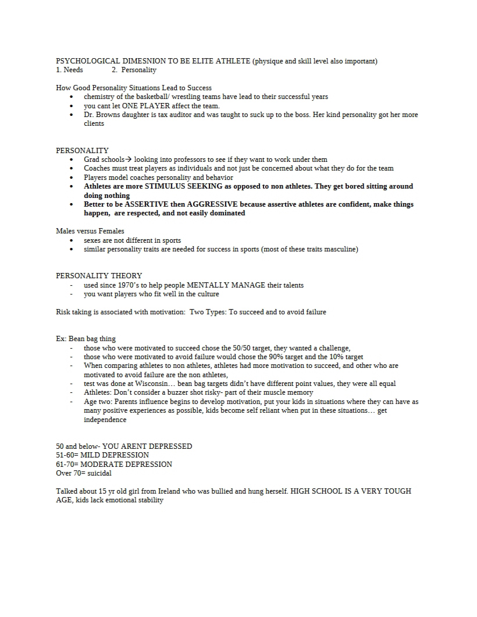 Elite Athletes Psychological Dimensions
