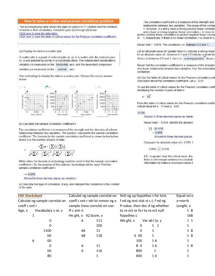 Solving R-Value and Pearson Correlation Problems