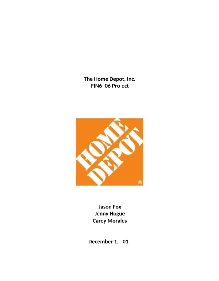 Home Depot Project - FIN6406