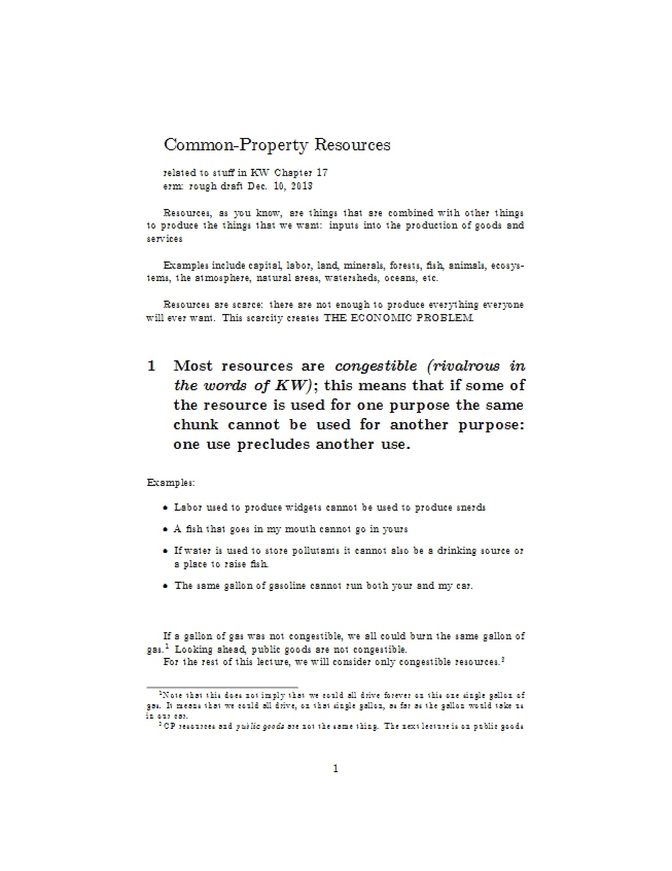 Resources Held as Common Property