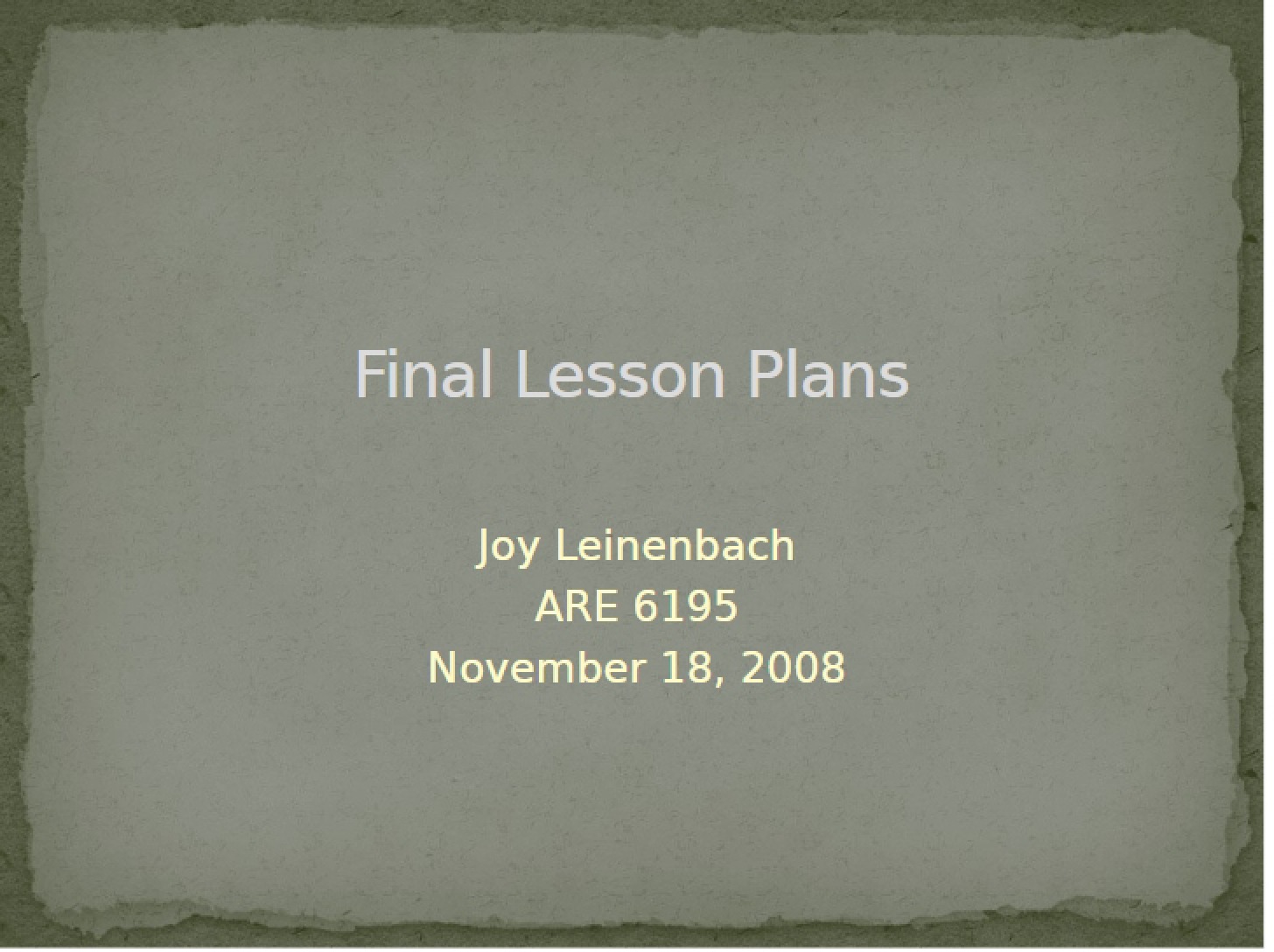 Final Lesson Plans