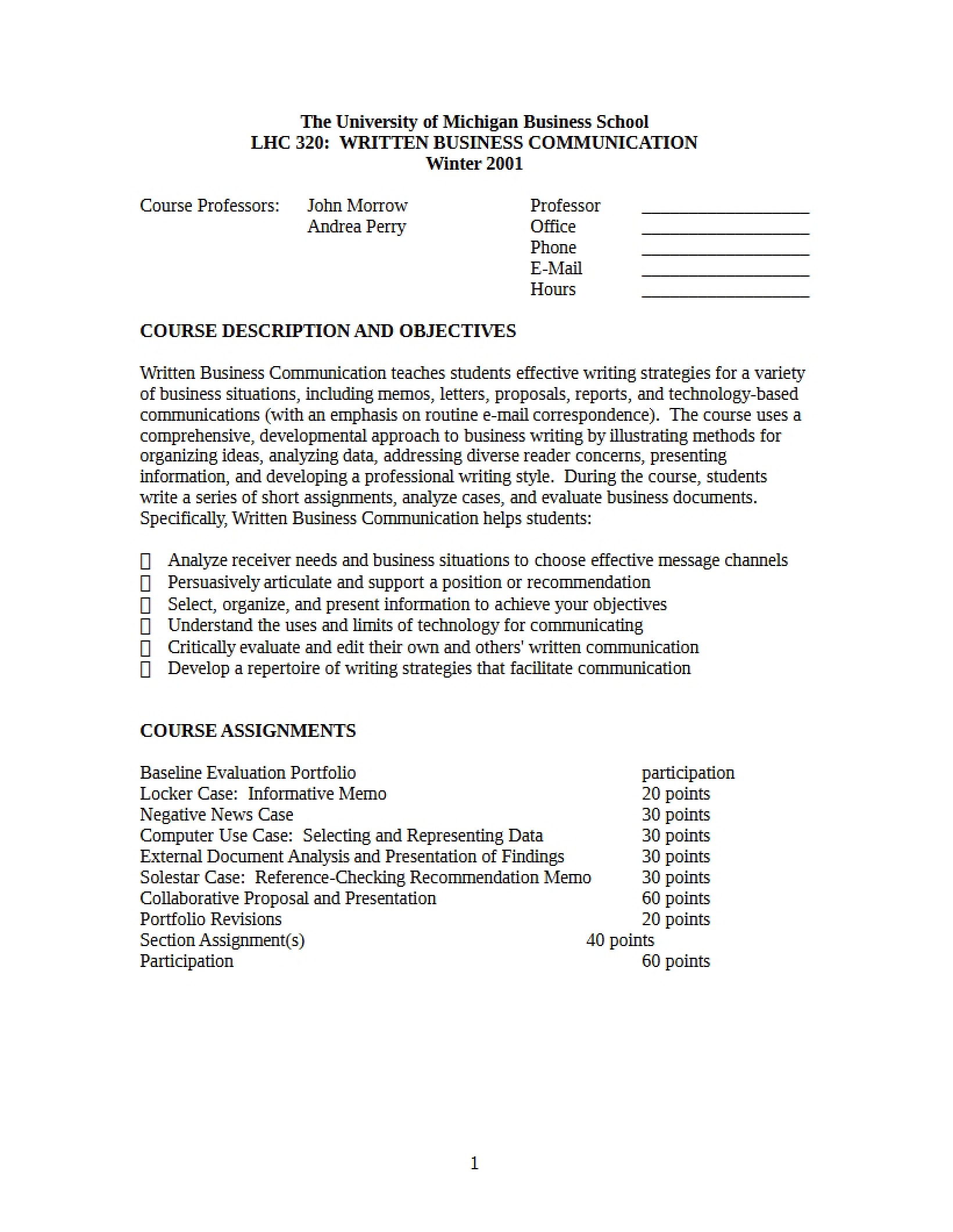 Course Syllabus