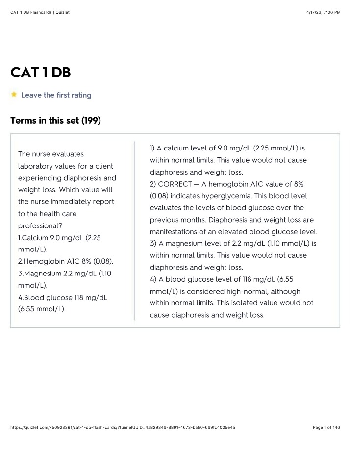 Laboratory Evaluation of Diaphoresis and Weight Loss