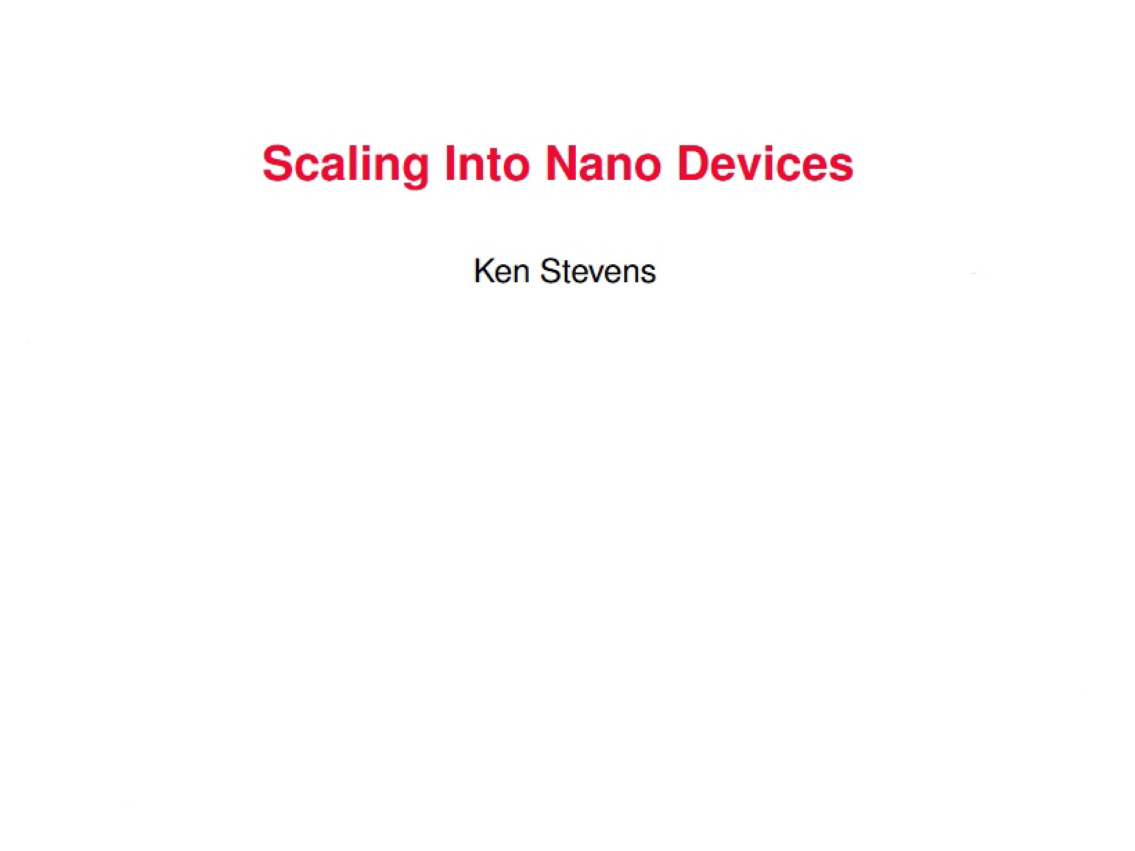 Nano Device Scaling