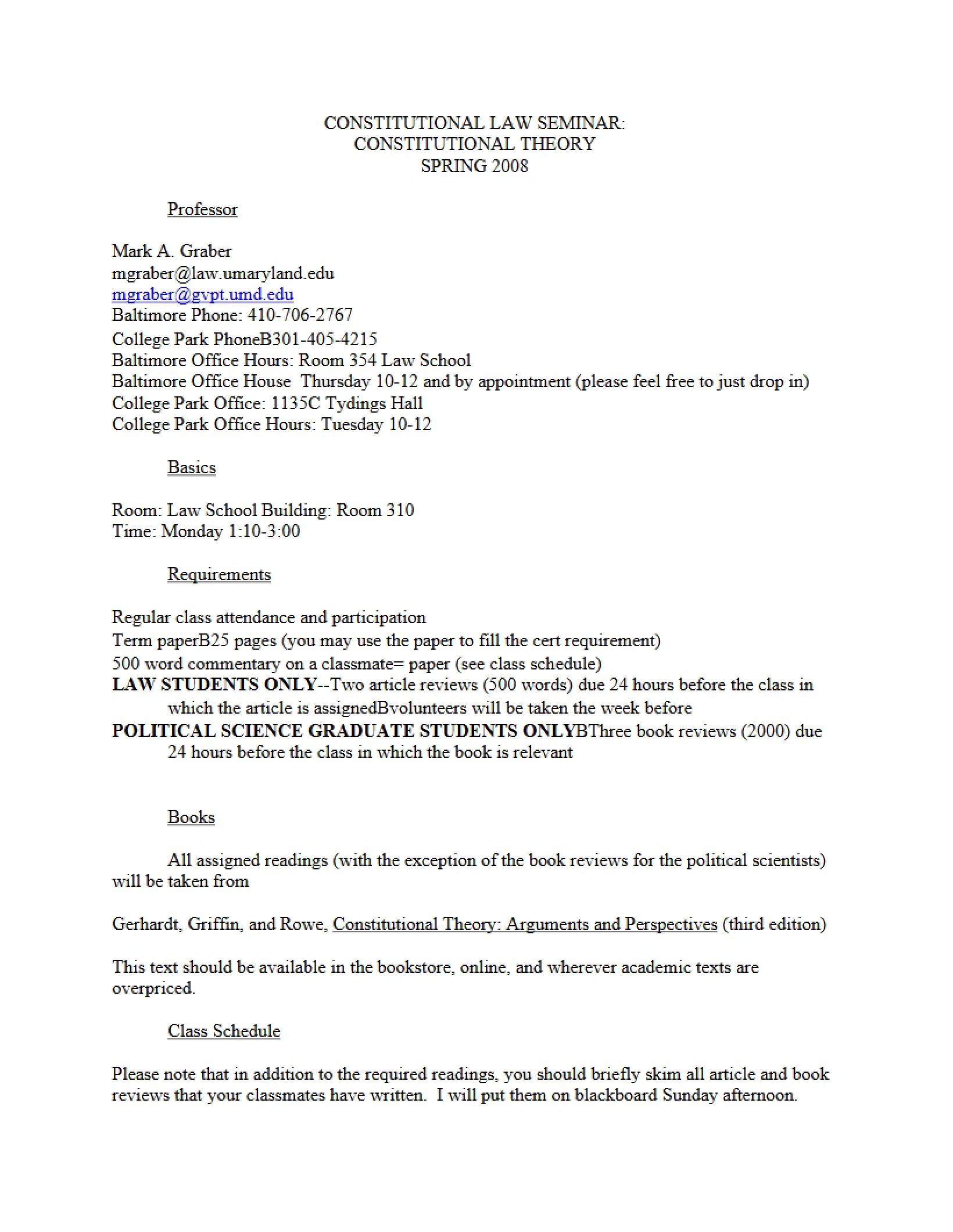 American Government Problems Course Outline