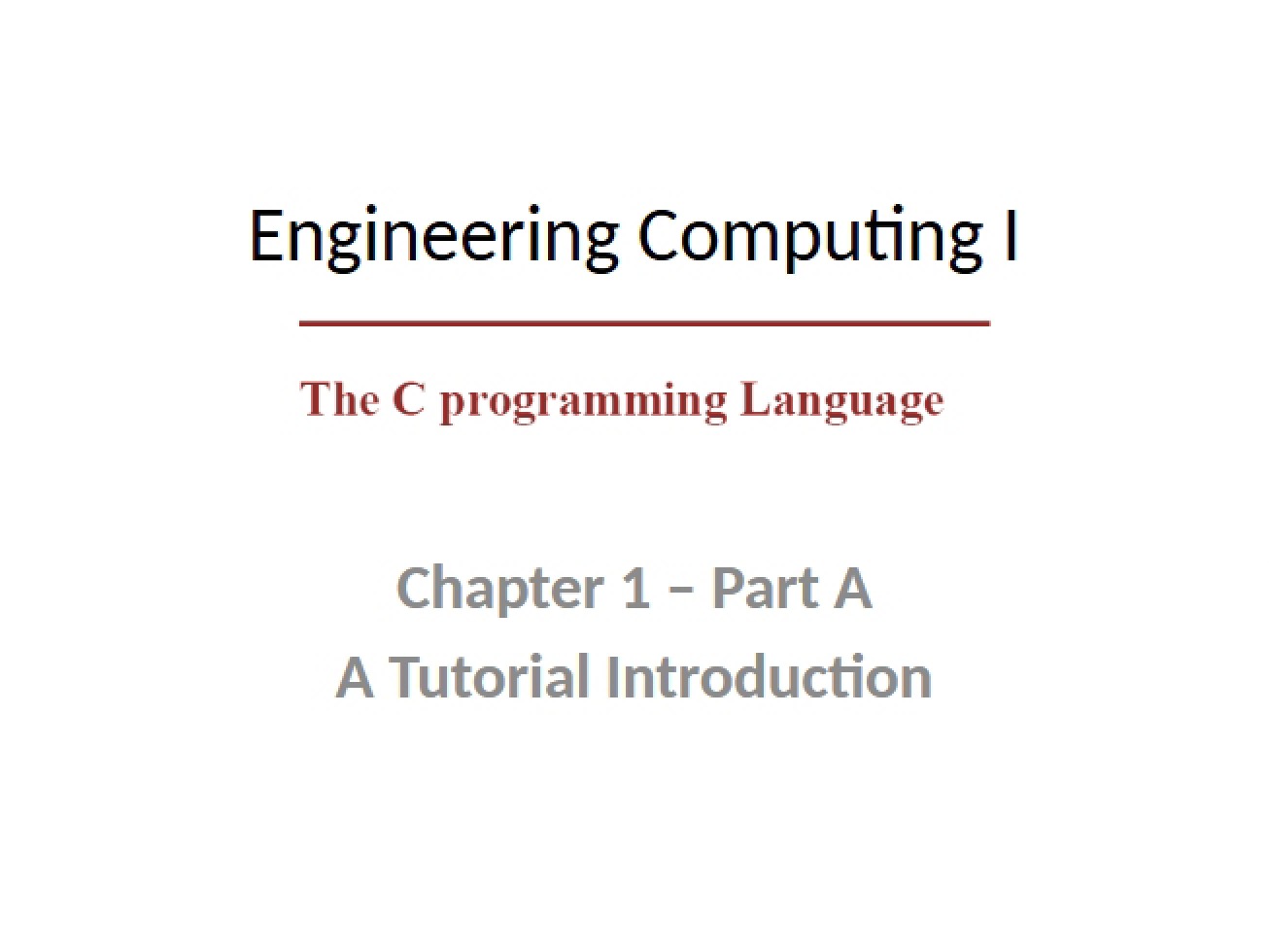 Introduction to Engineering Computing