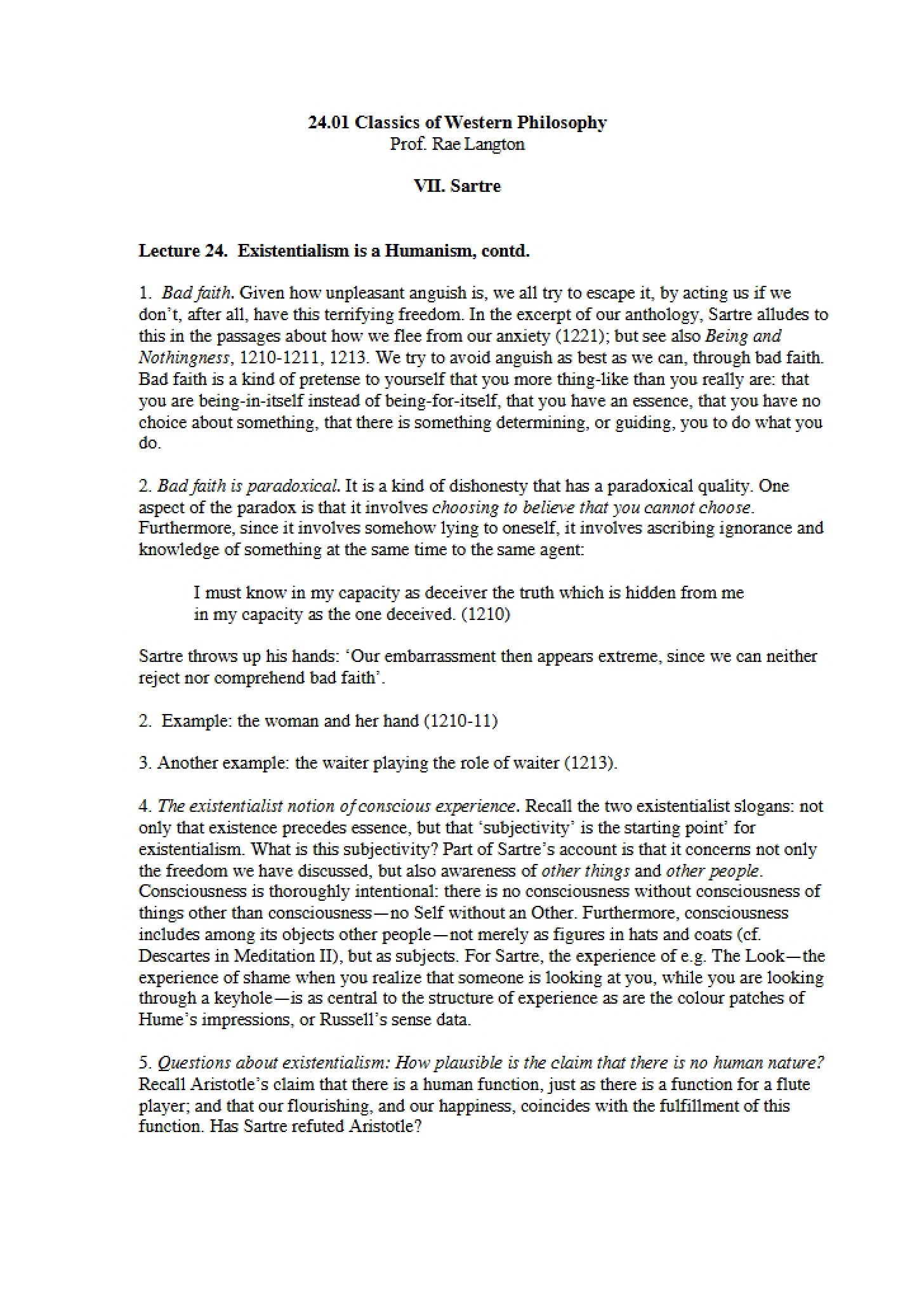 Course Lecture Summaries