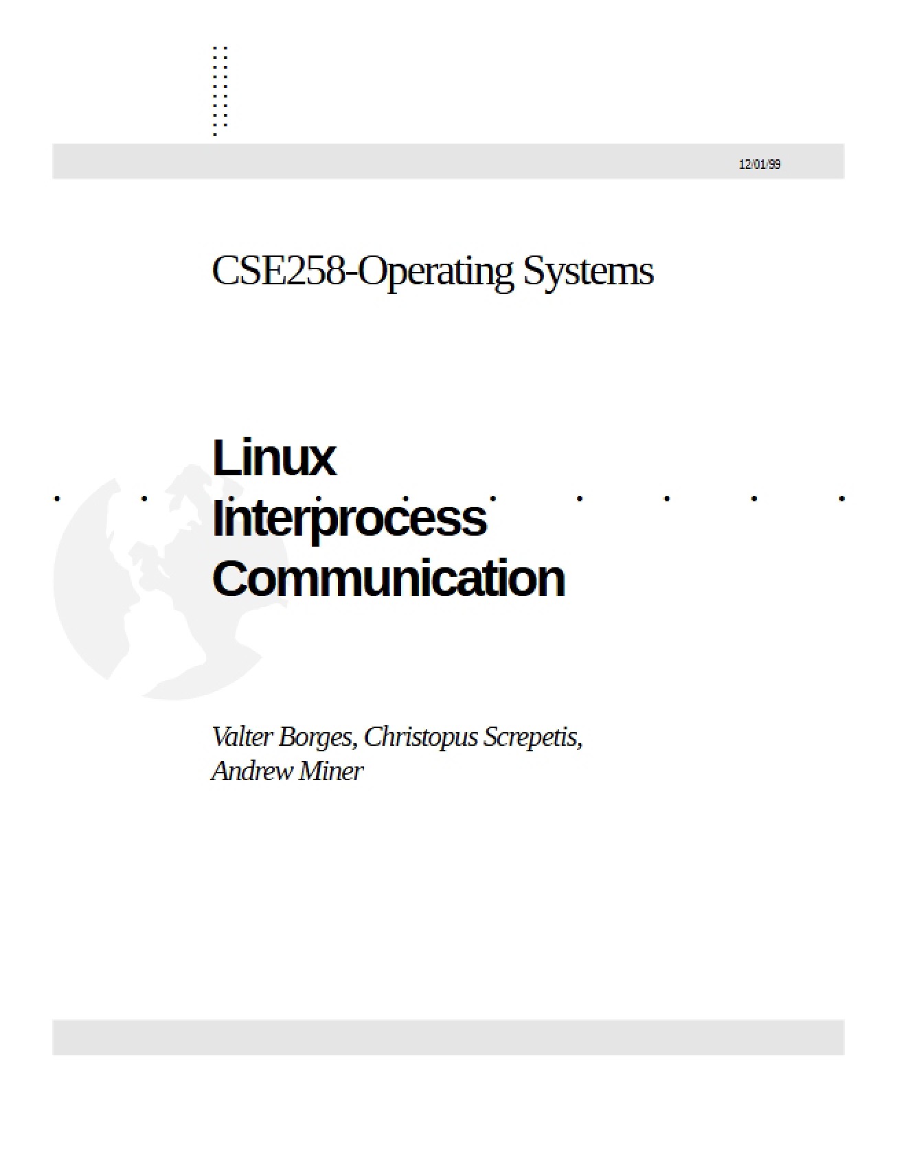 Linux Interprocess Communication (First Instance)