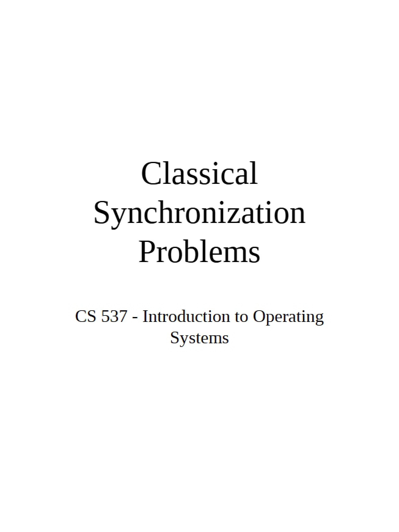 Synchronization Problems in Classical Systems