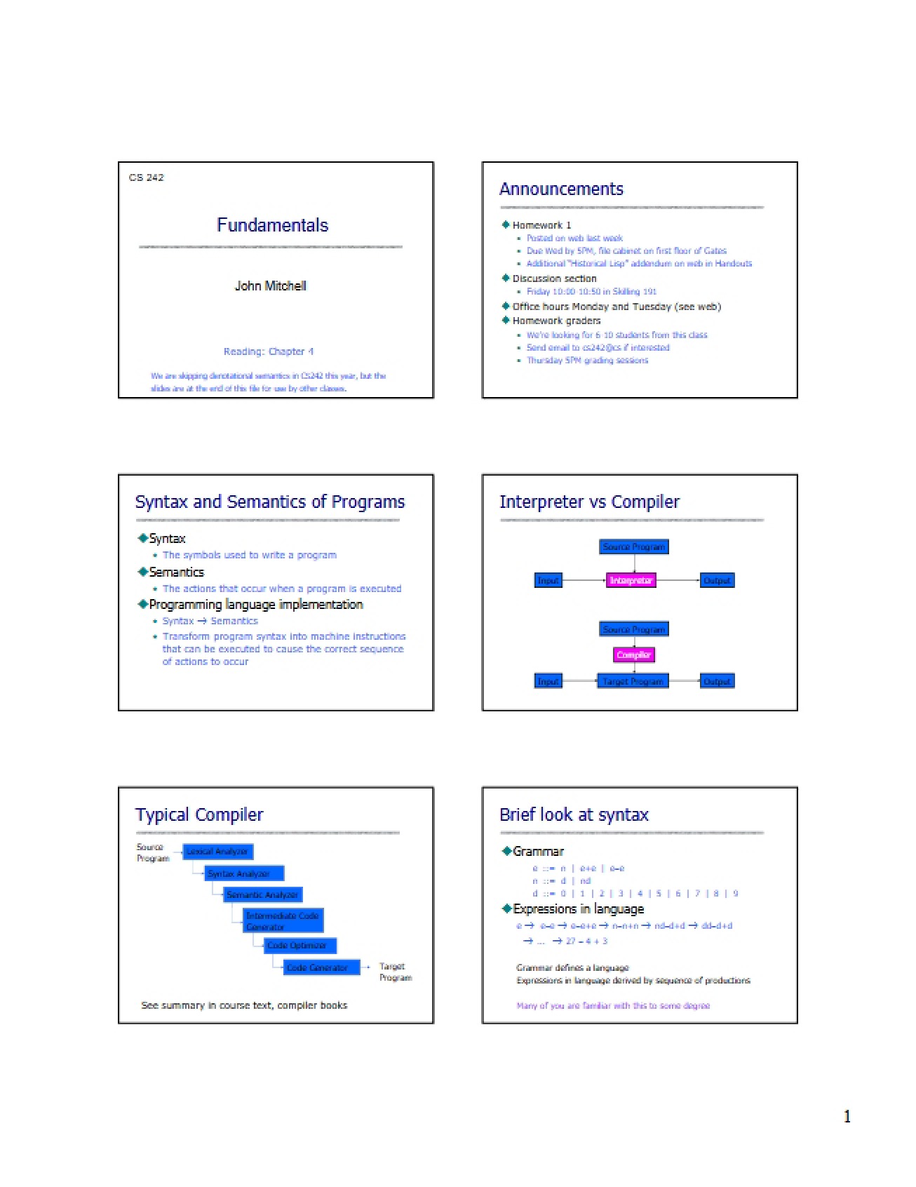 Programming Languages Lecture Notes (Set 8)
