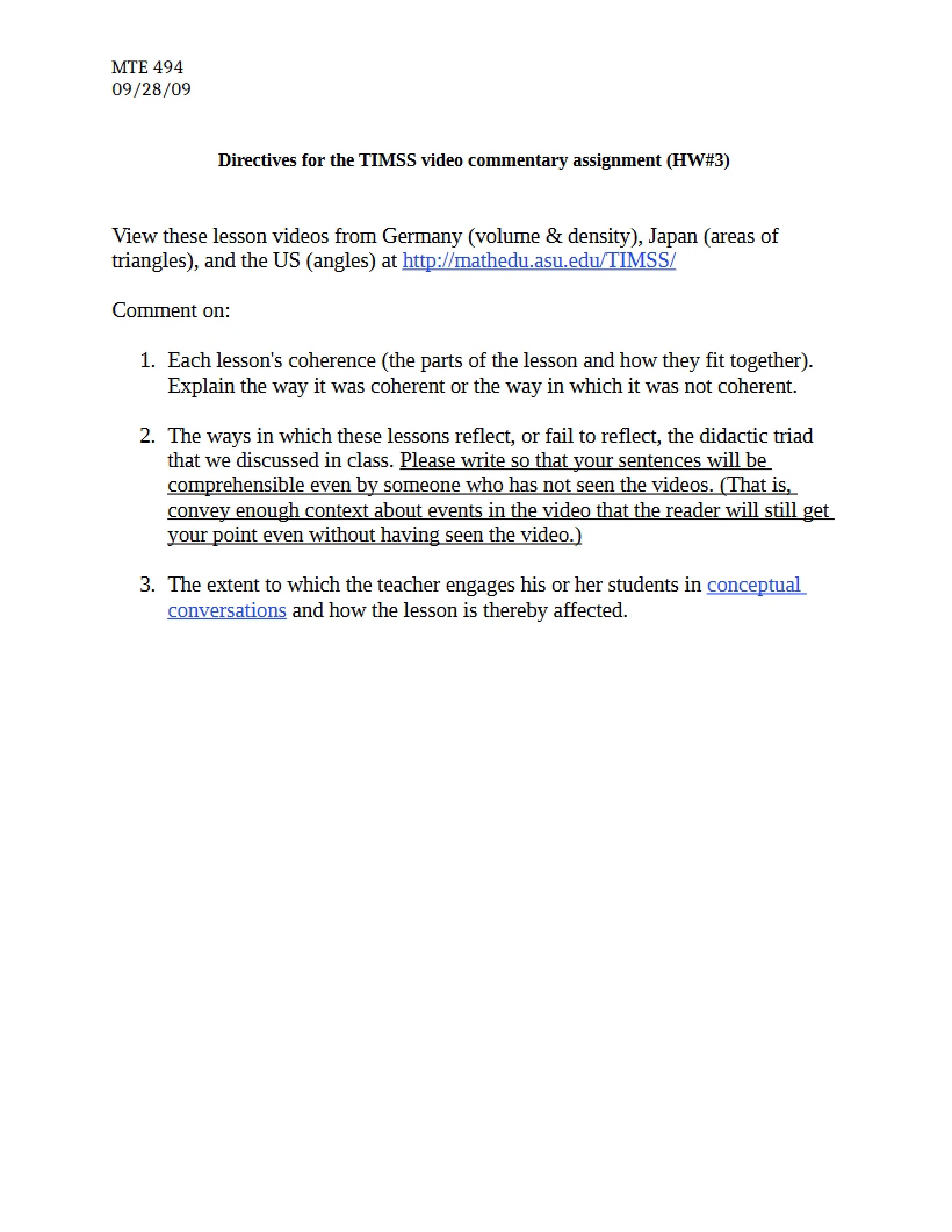 TIMSS Video Commentary Instructions