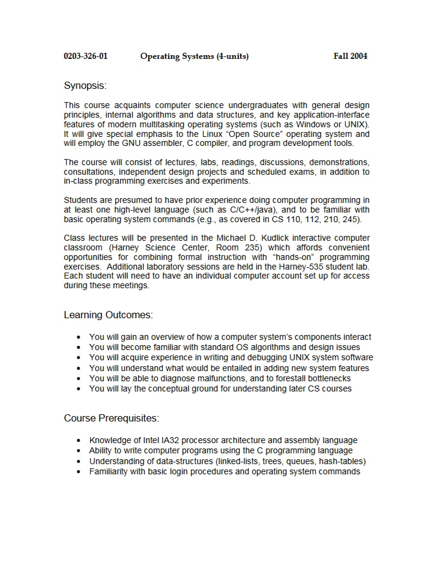 Course Syllabus