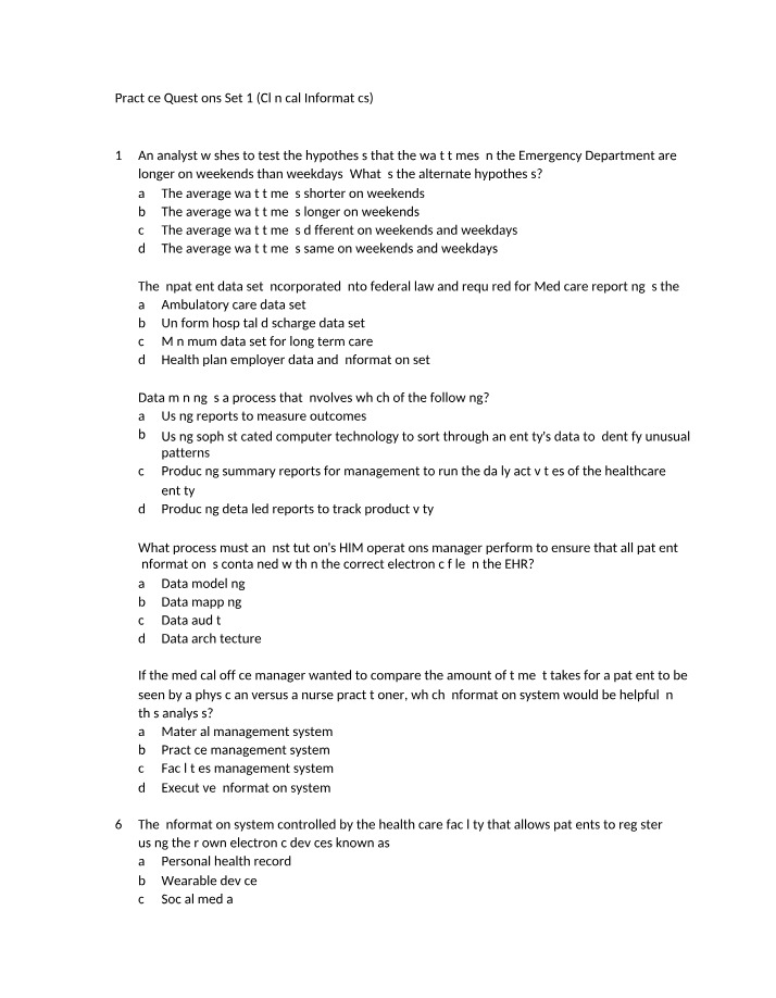 August 2022 Clinical Informatics Questions
