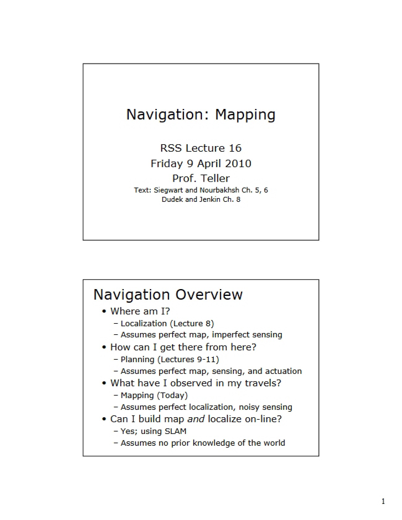 Mapping and Navigation