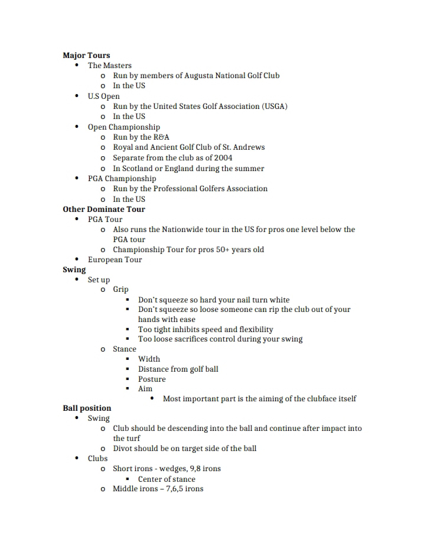 Notes from Lecture