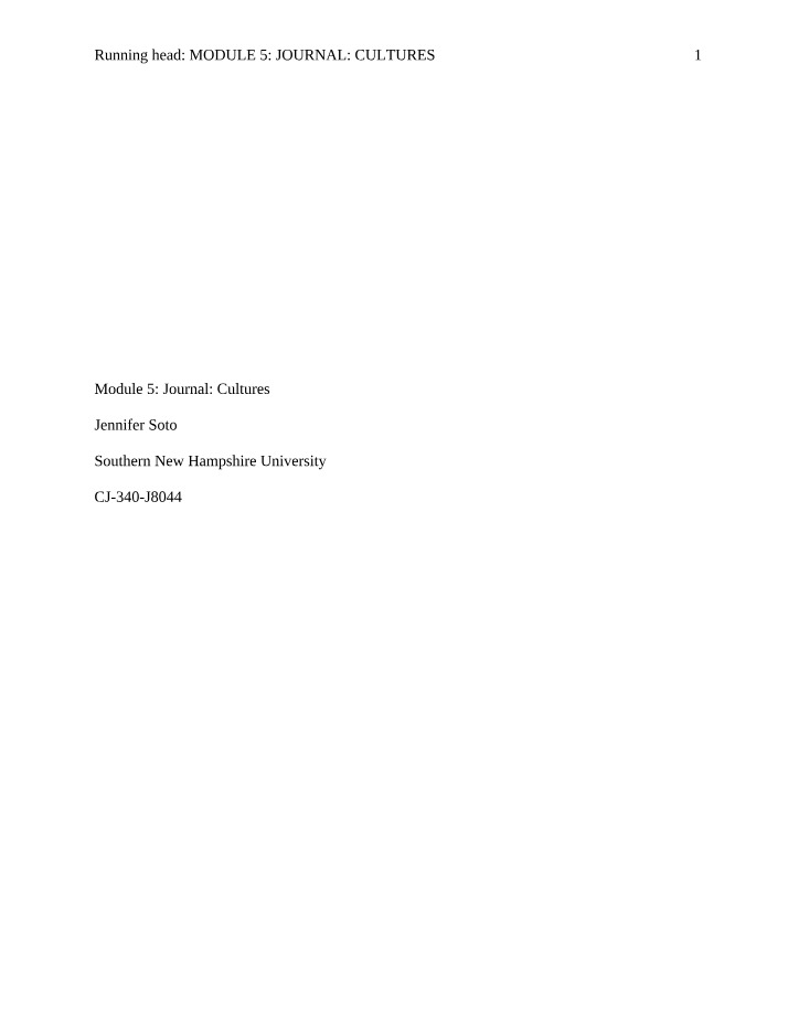 Module 5 Journal on Cultures