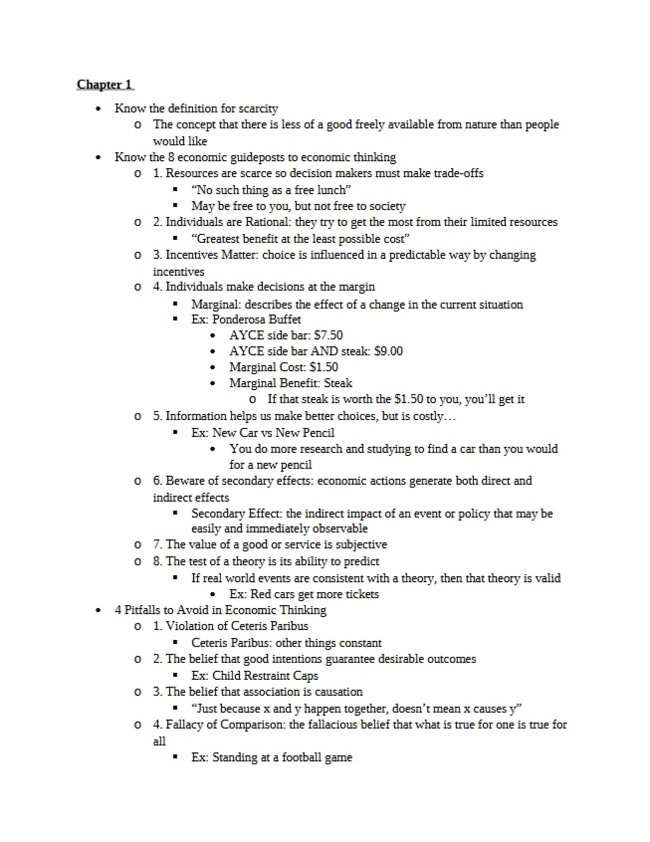 Second Set of Notes for Chapter One in Macroeconomics