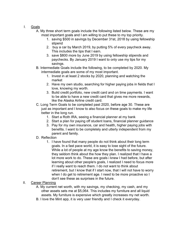 Notes on Setting and Achieving Financial Goals