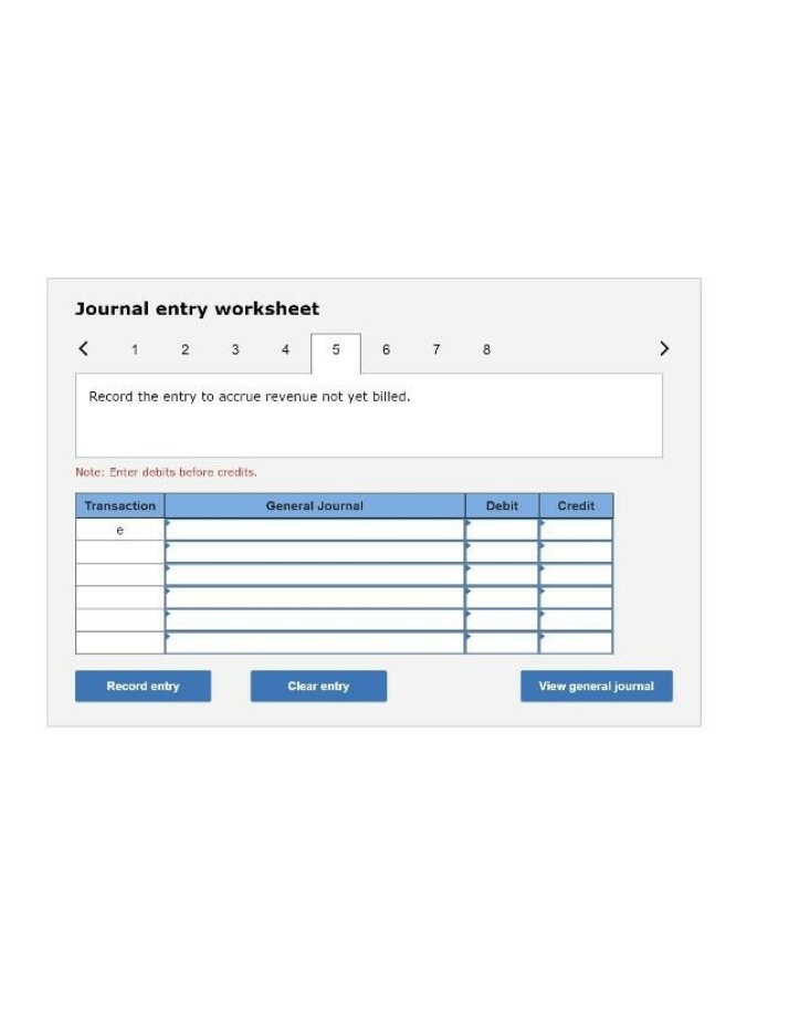 Accrued Revenue Journal Entry Worksheet