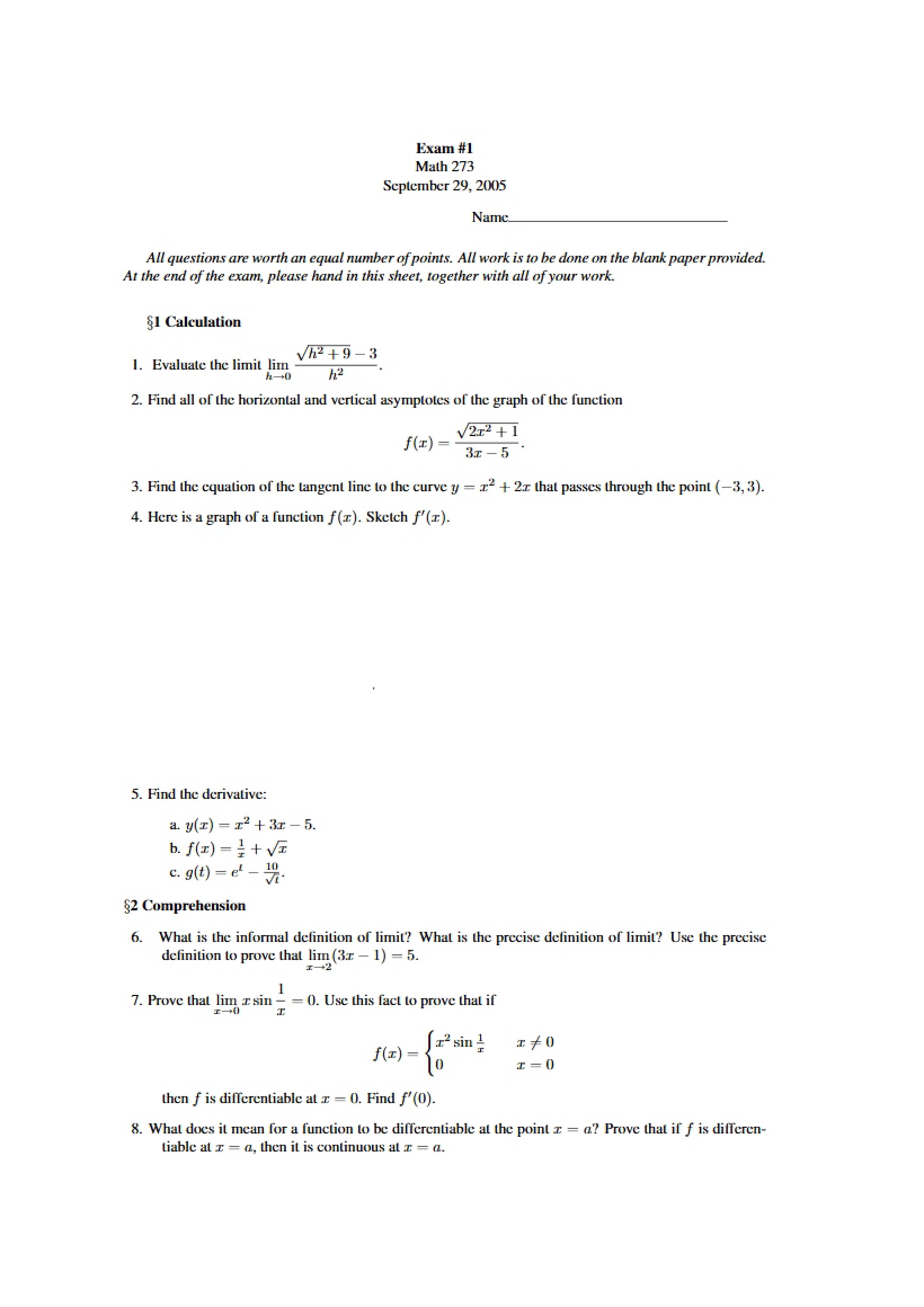First Exam