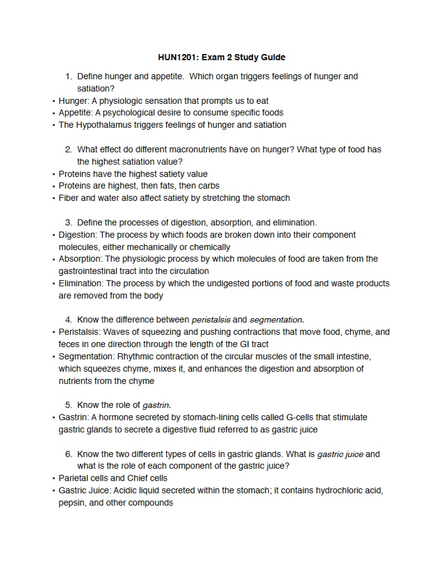 Study Resource for Test Two