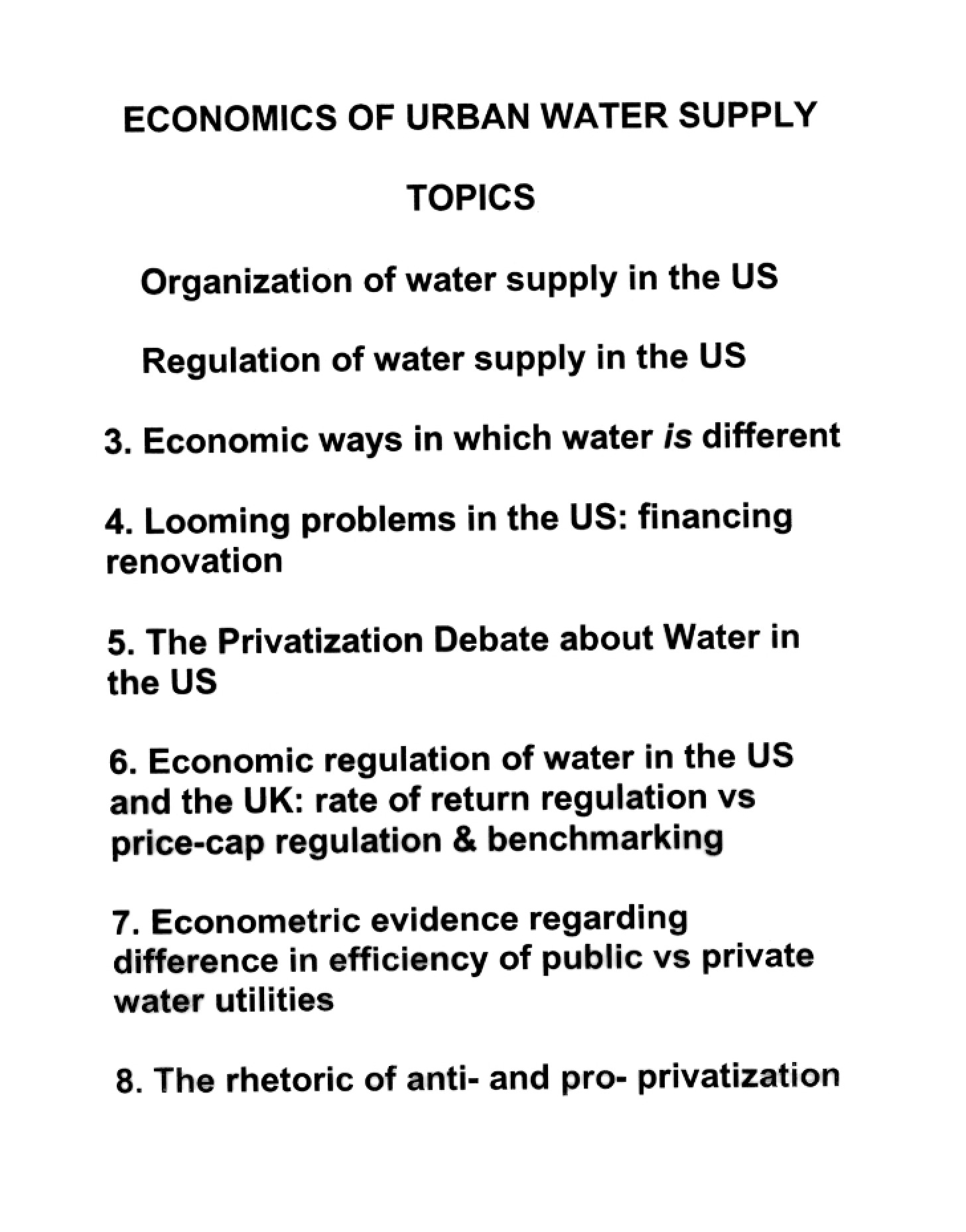 Urban Water Supply Economics