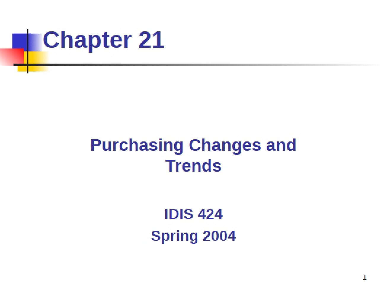 Twenty-First Chapter of Purchasing Applications in Distribution