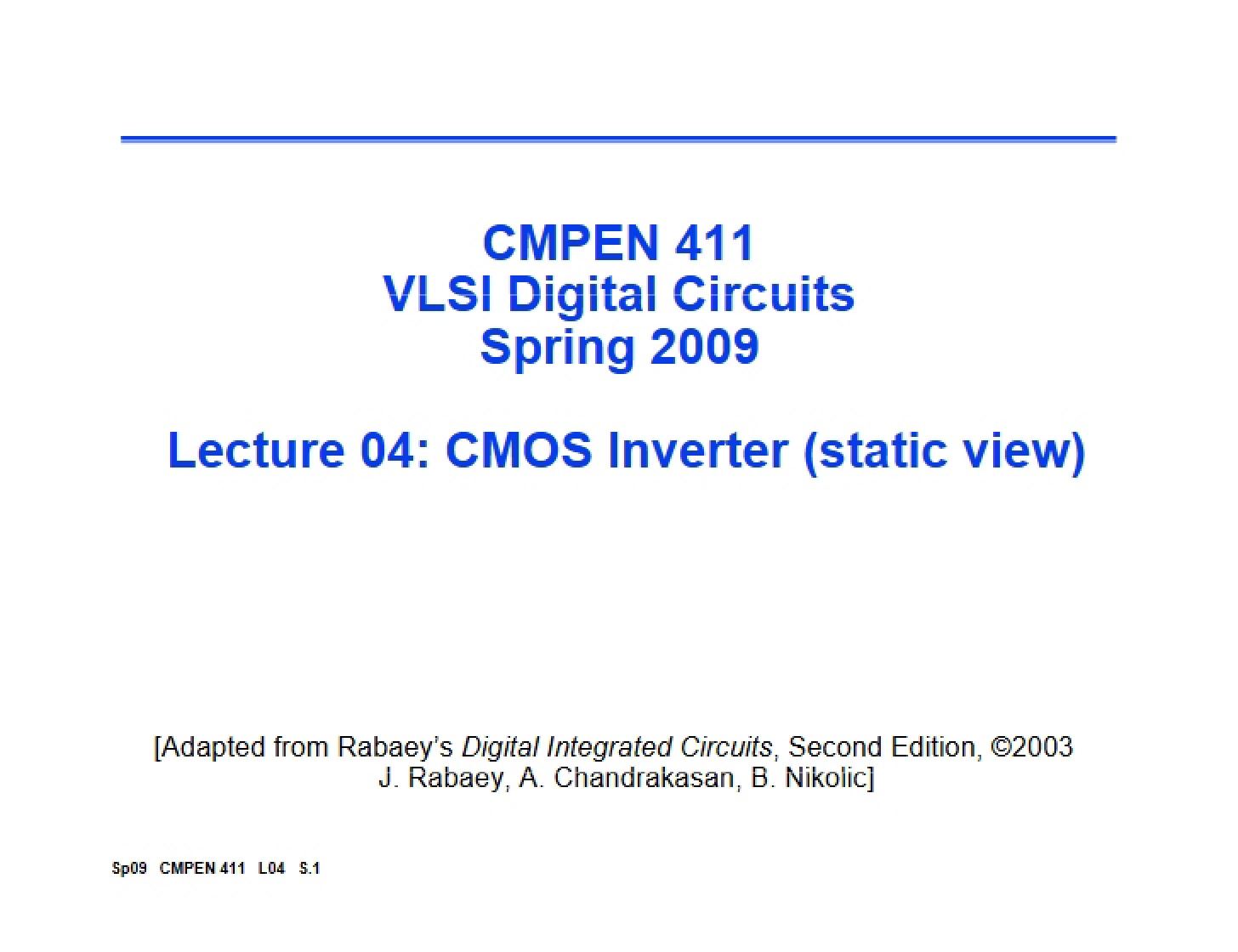Digital Circuits in VLSI