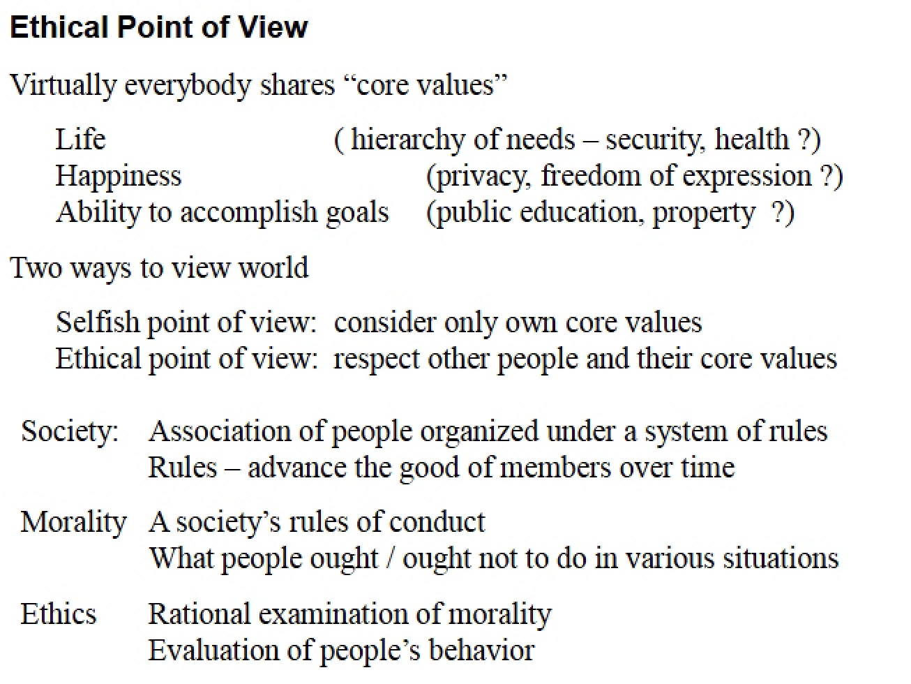 Point of View Ethics