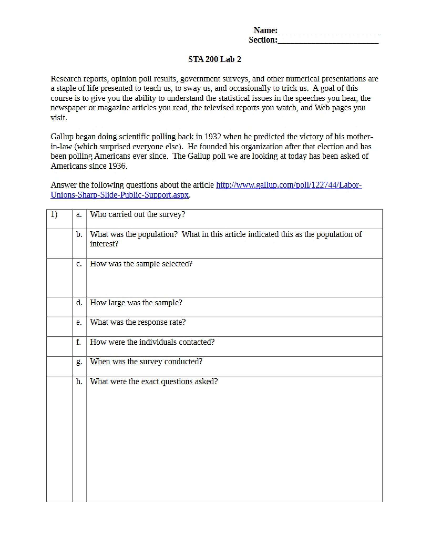 Worksheet for Lab 2
