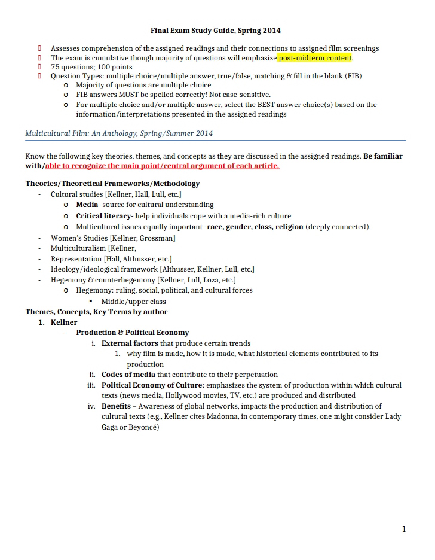 Comprehensive Knowledge Exit Test
