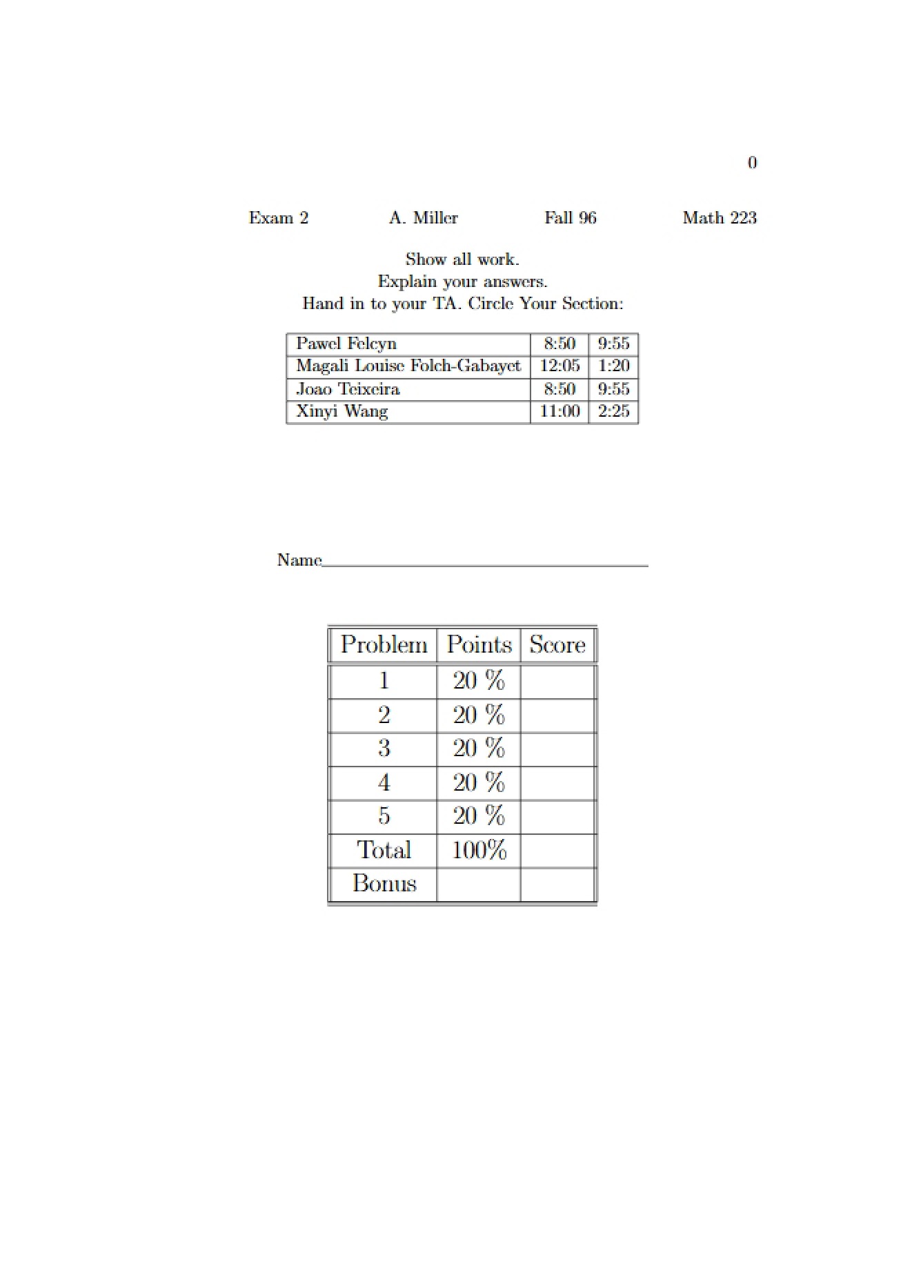 Second Examination