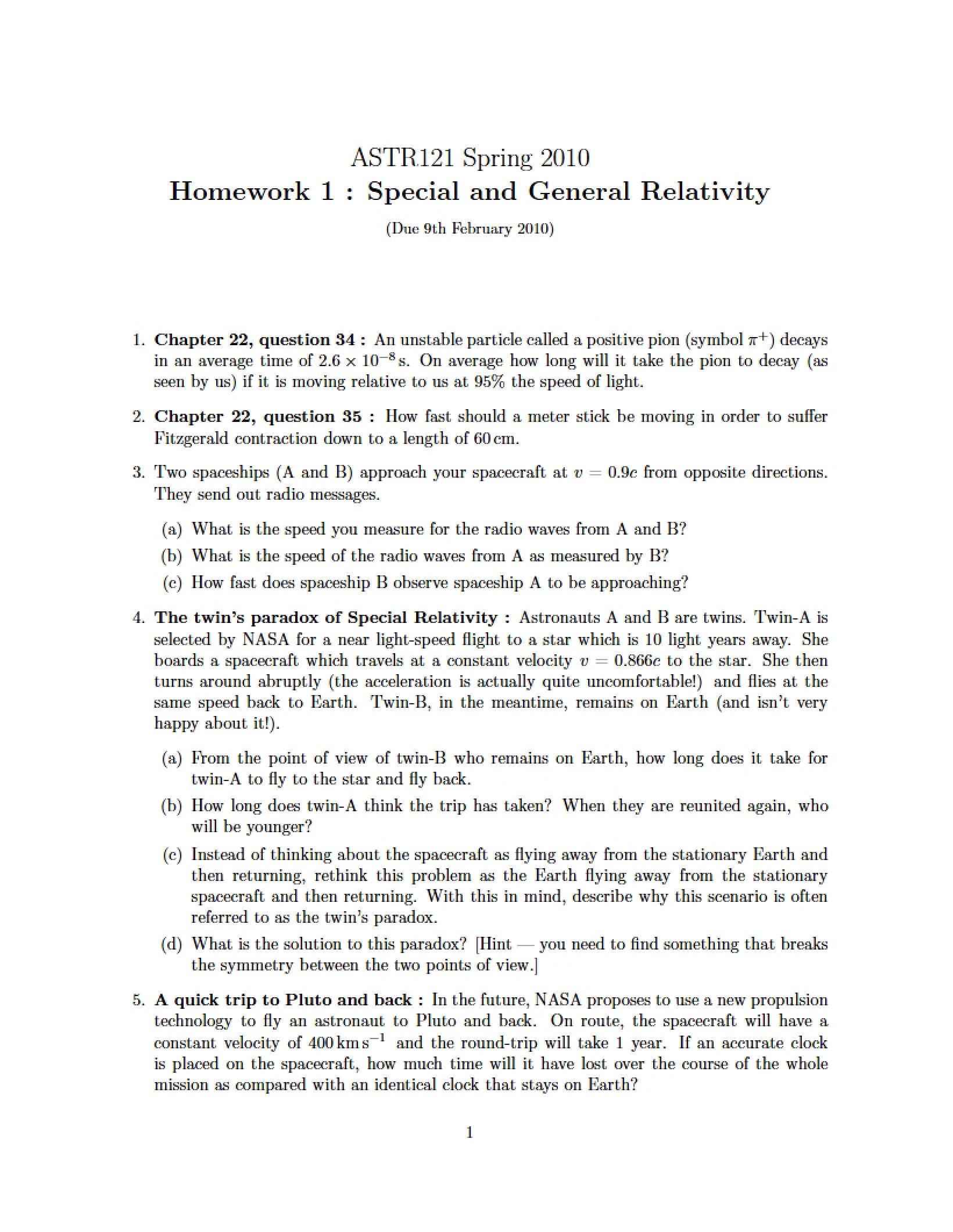 First Homework Set