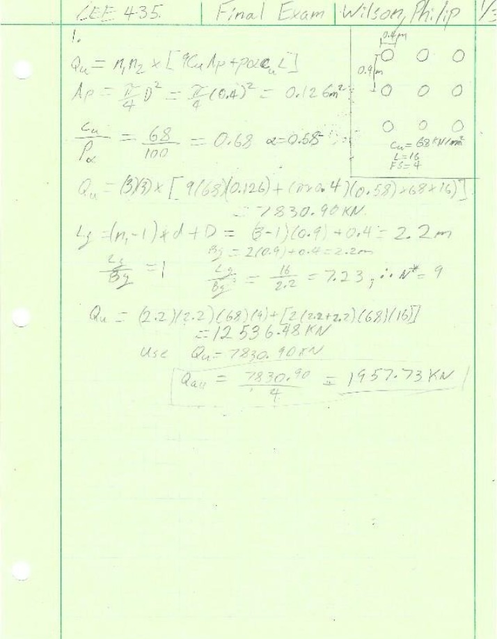 Final Exam Solutions for CEE 435
