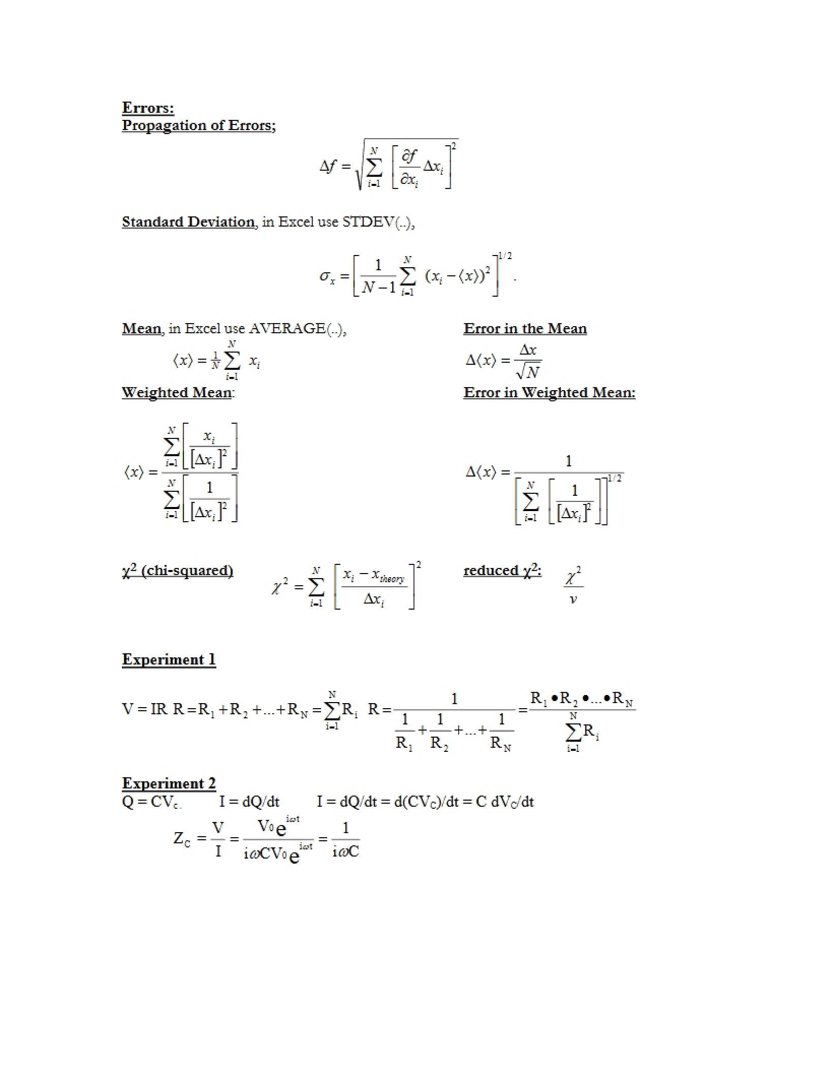 Analysis of Errors