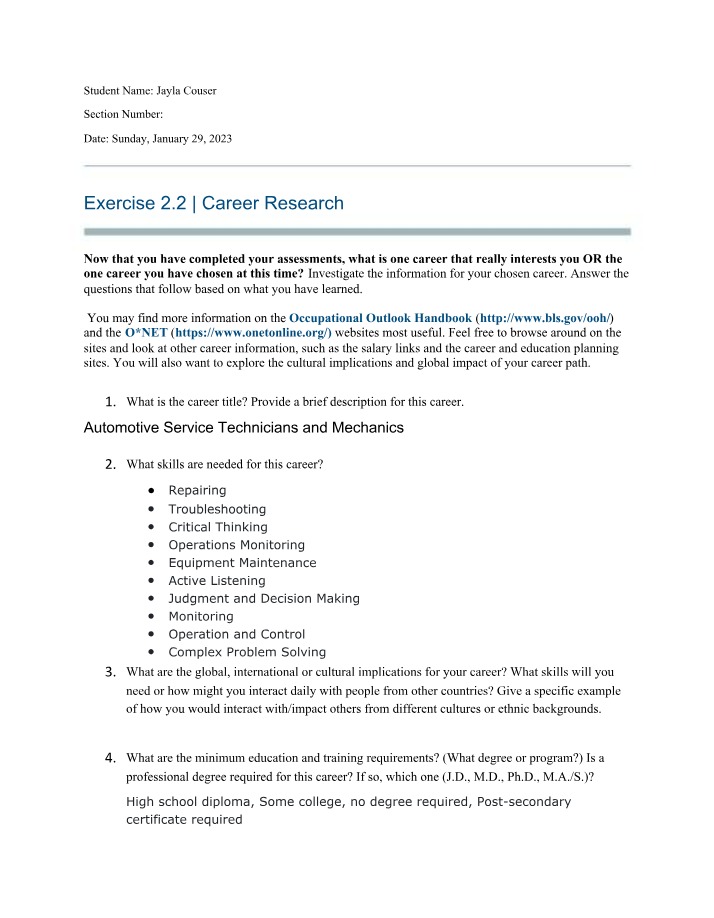 Career Research Exercise 2.2 Draft