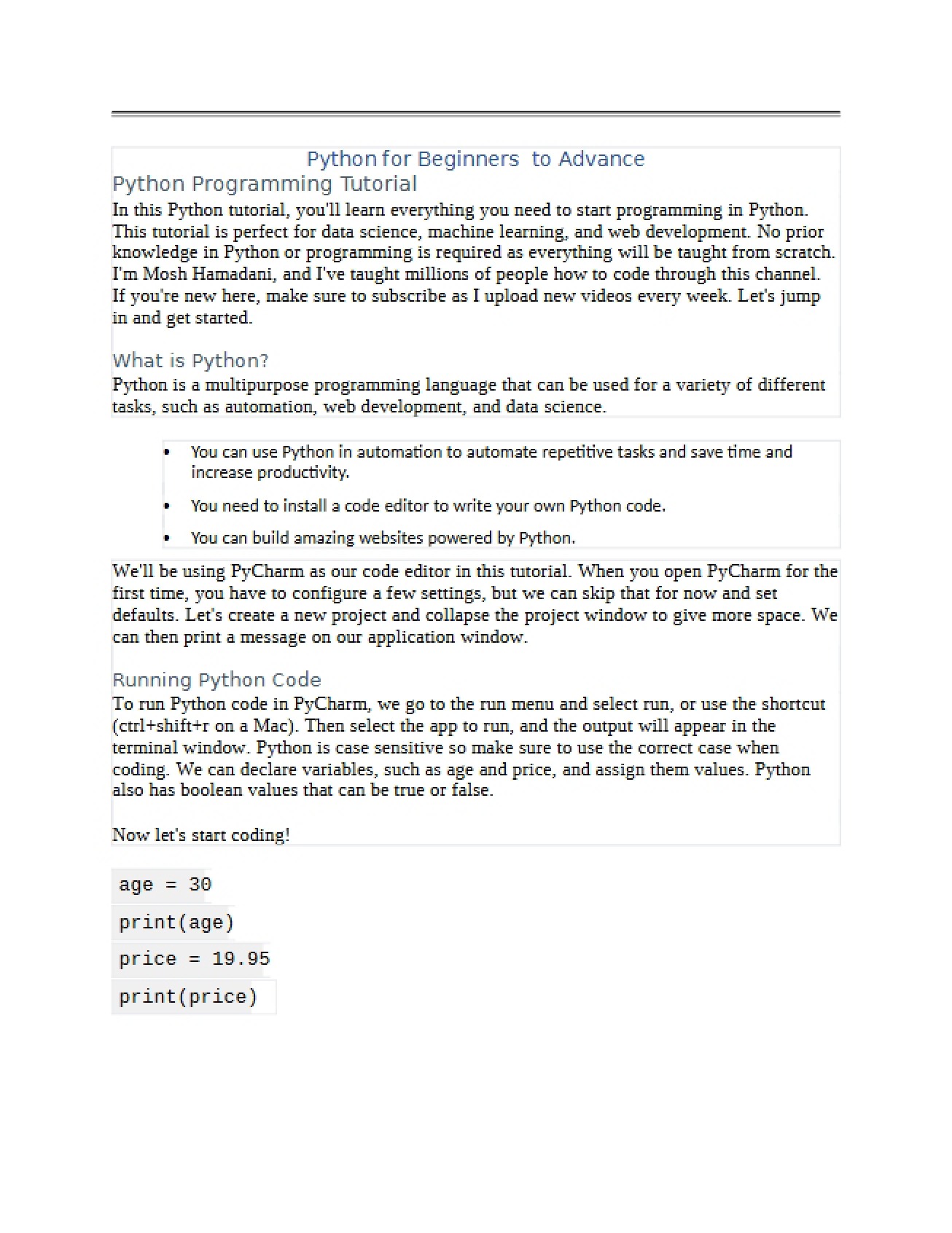 Programming Language Python