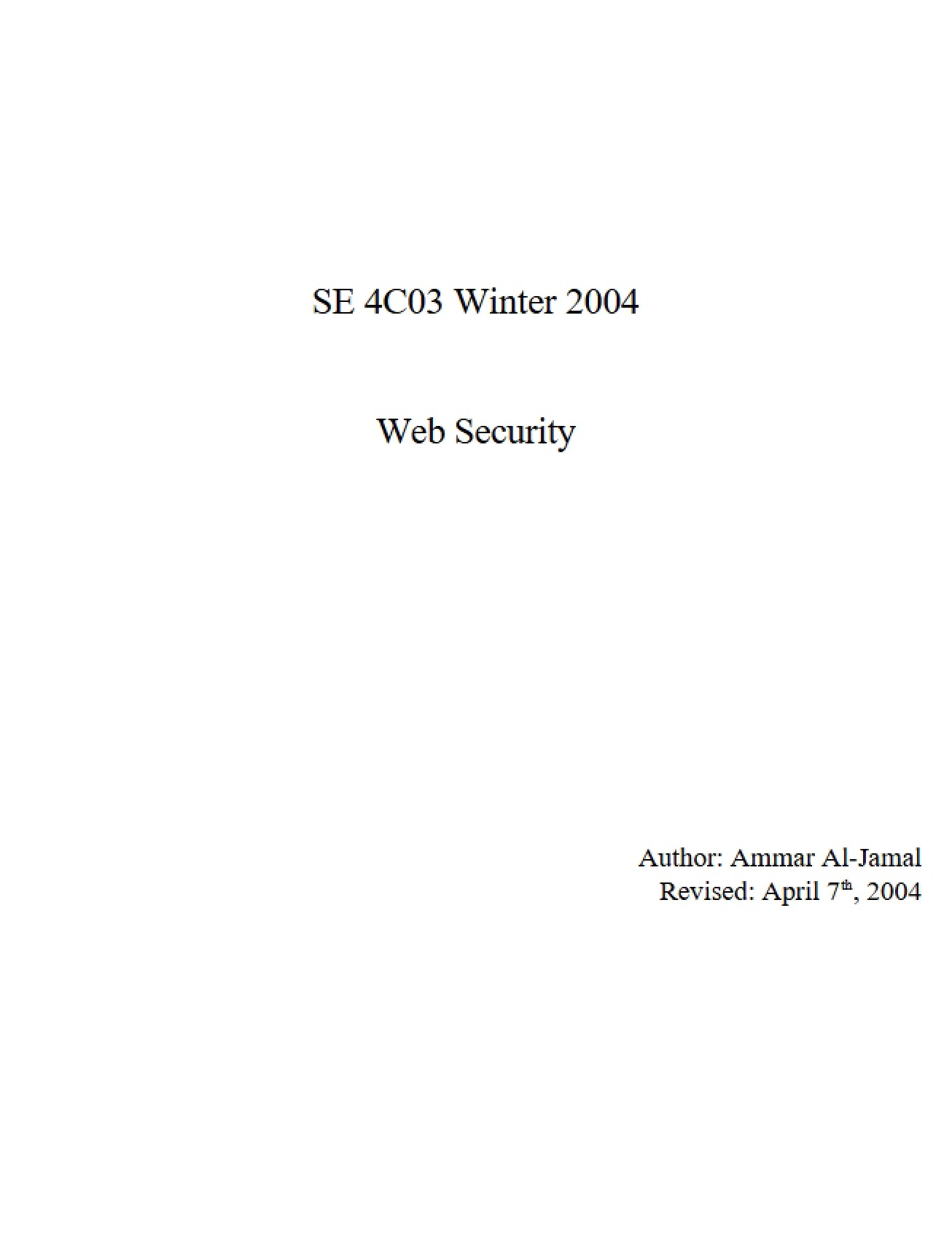 Security of the Web