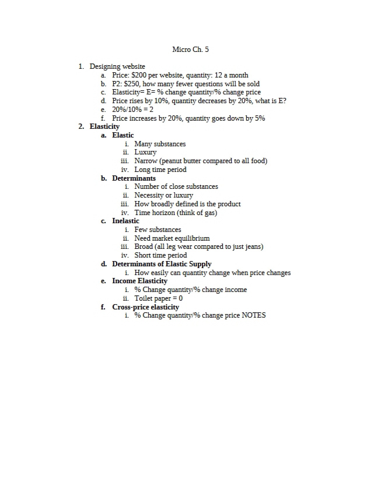 Chapter 5 Microeconomics