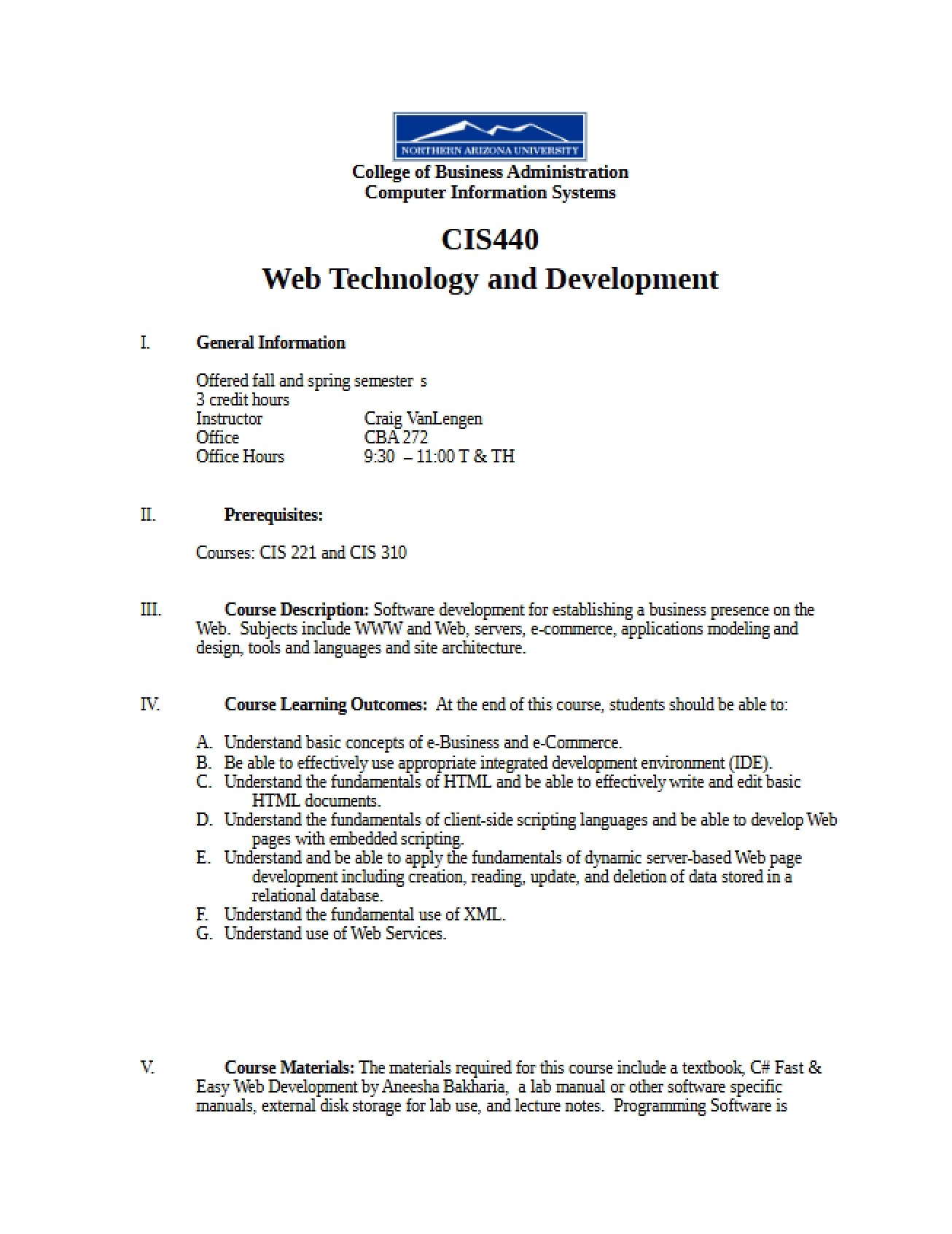 Web Development and Technology Syllabus