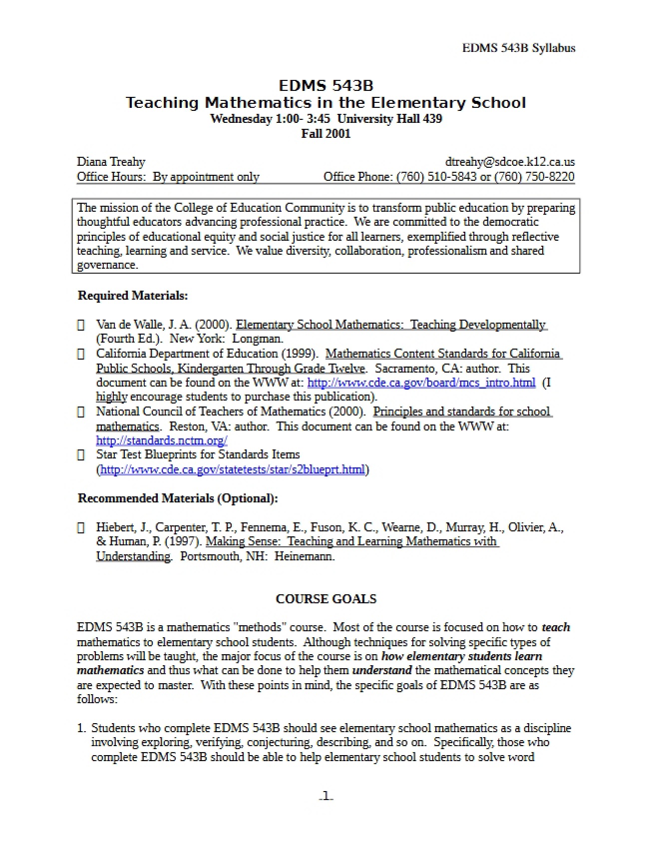 Elementary School Math Education Syllabus V6