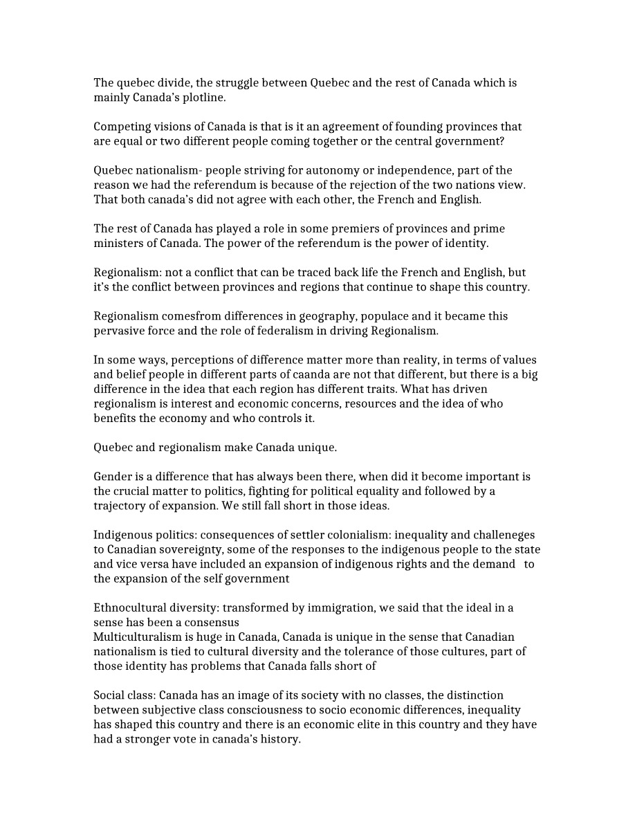PSCI2002 - Notes on Canadian Diversity