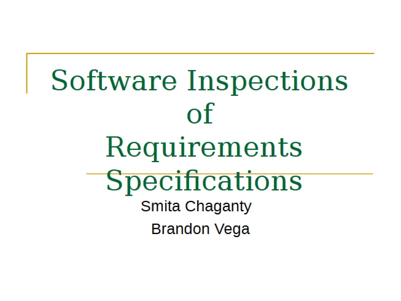 Requirements Specifications Software Inspections
