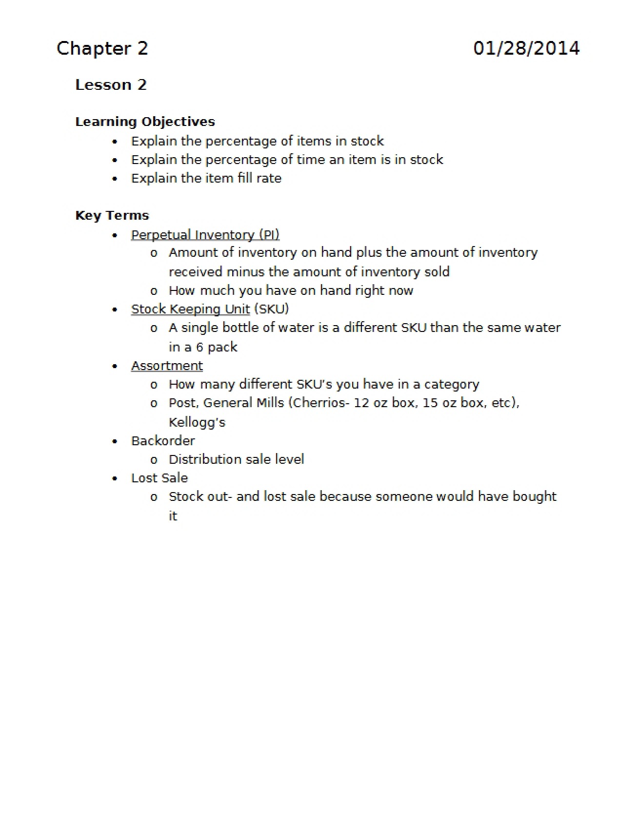 Second Chapter of Production and Delivery of Goods and Services